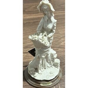 A Belcari Italian Figurene Lady & Hound/ Dog Signed & Sticker On Base